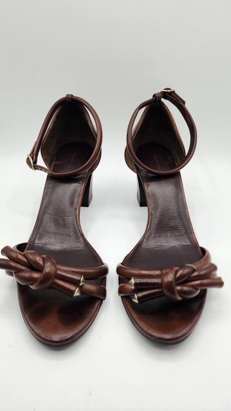 Chocolate Balenciaga Heels Sz 38.5 Ankle Strap